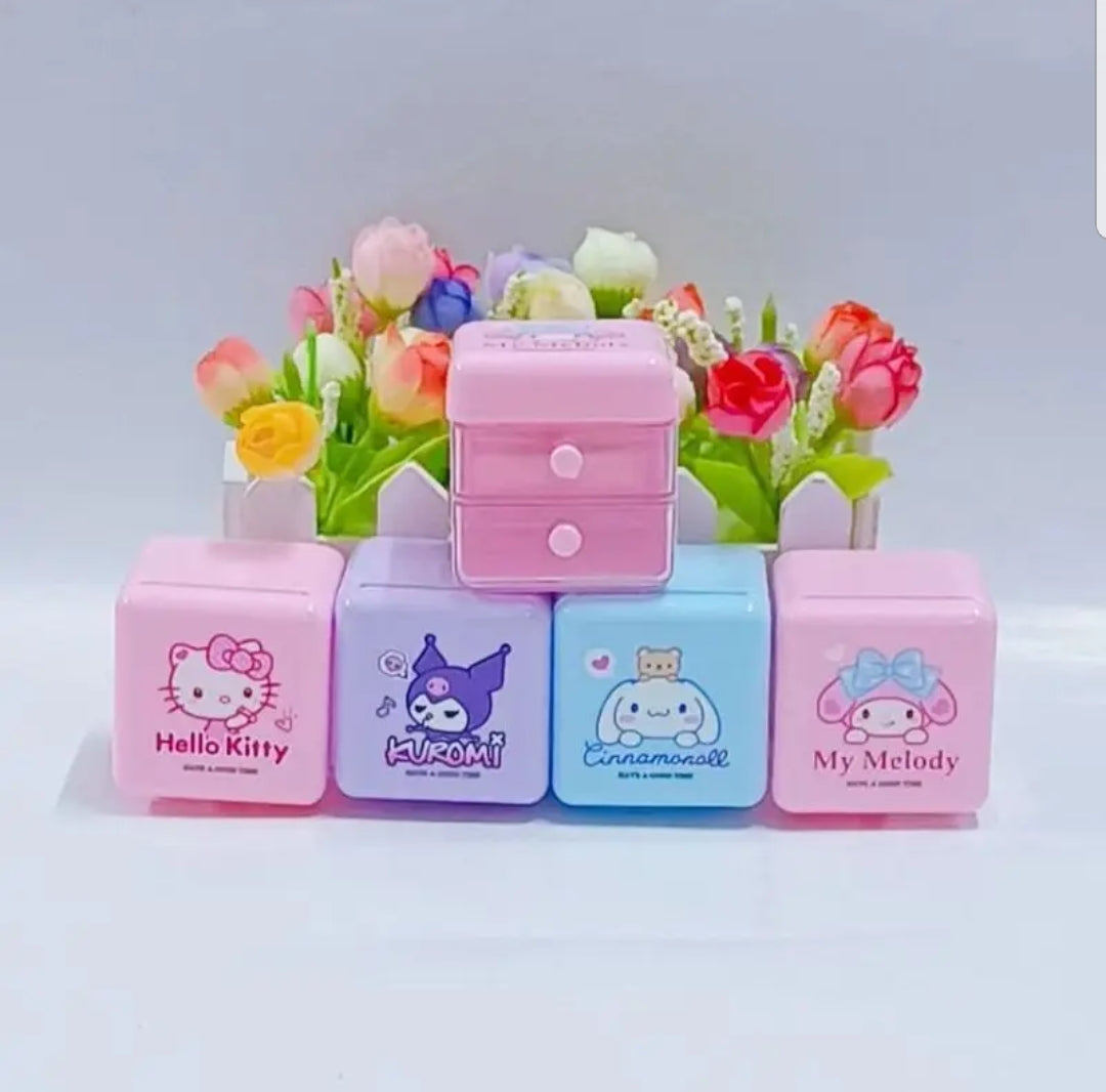 Hello Kitty Double Drawer Storage Box, Cute Cartoon Mini Drawer For Kids, Child Desktop Storage Box Hello Kitty Double Drawer Storage Box, Cute Cartoon Mini Drawer For Kids, Child Desktop Storage Box
